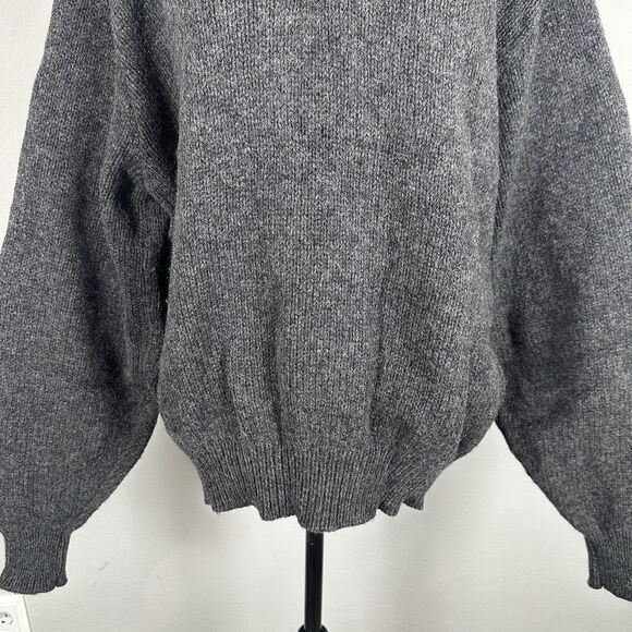 Lands End Knit Henley Sweater Mens XL Grey Wool Blend Henley USA Made Vintage - Picture 3 of 13